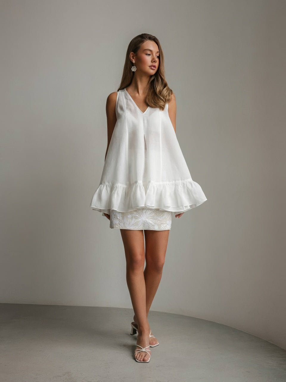 White Orchid Ruffle Top