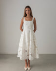 White Jacquard Midi Dress