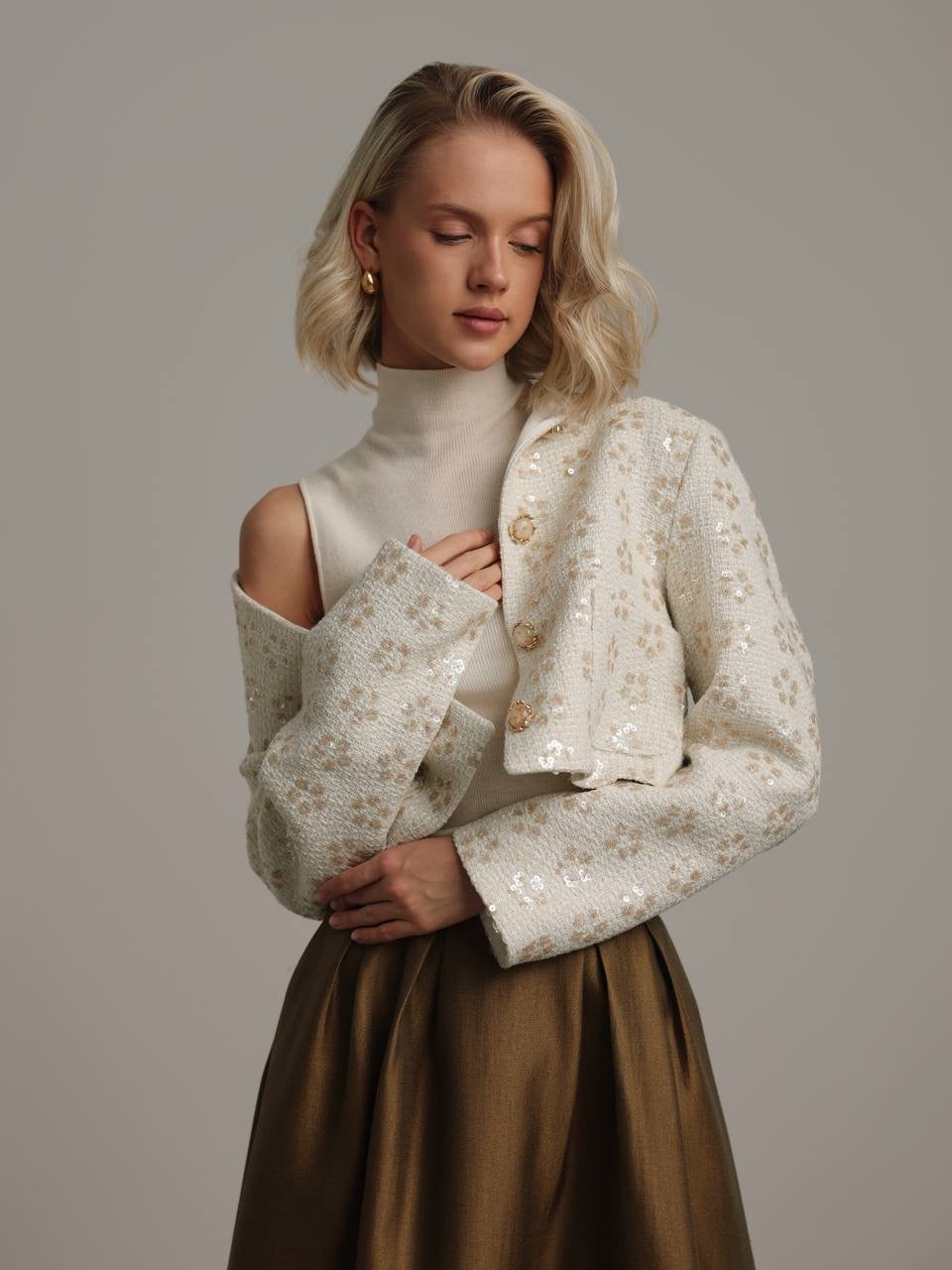 Bronze Allure Pleated Skirt