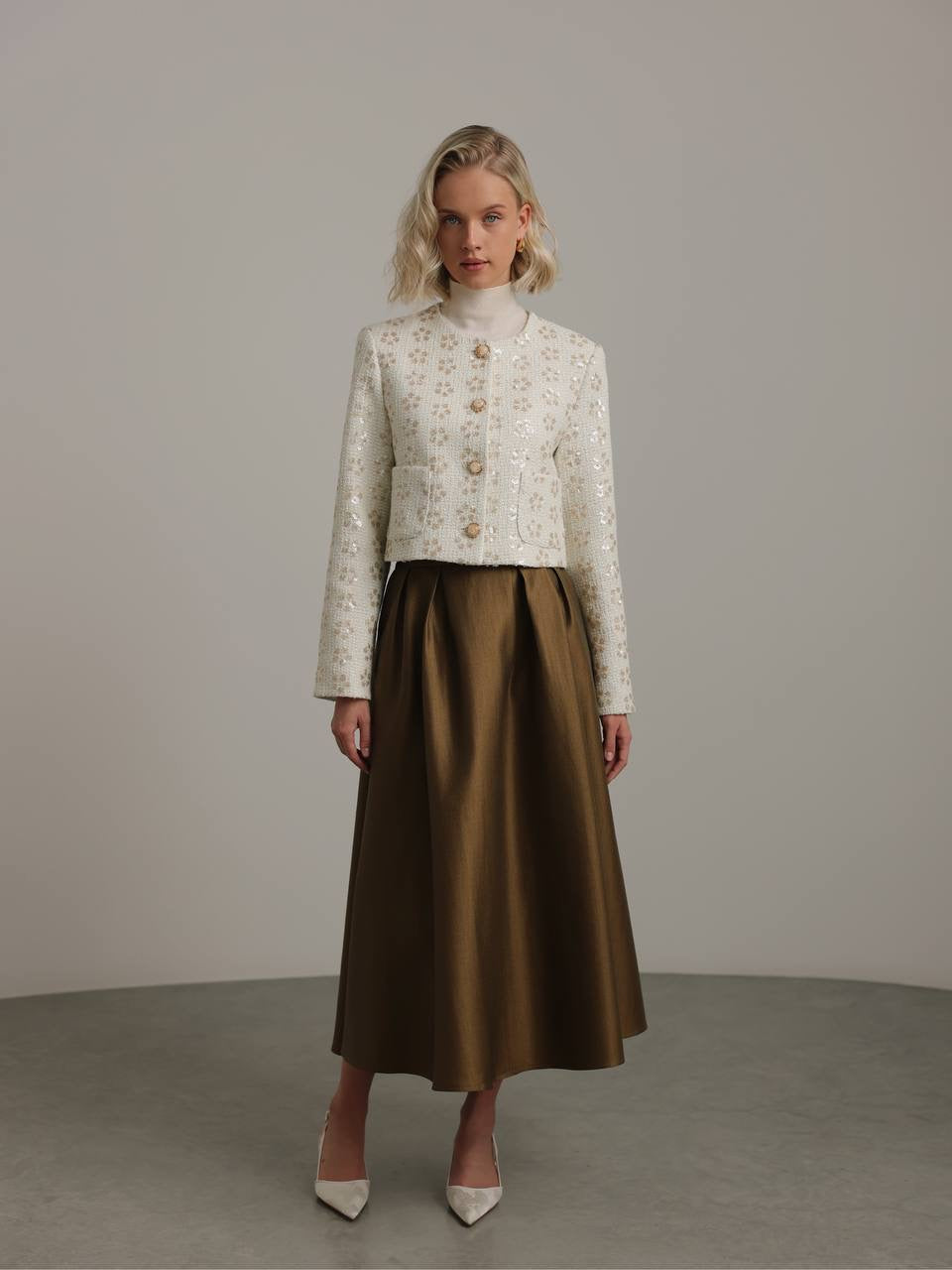 Bronze Allure Pleated Skirt