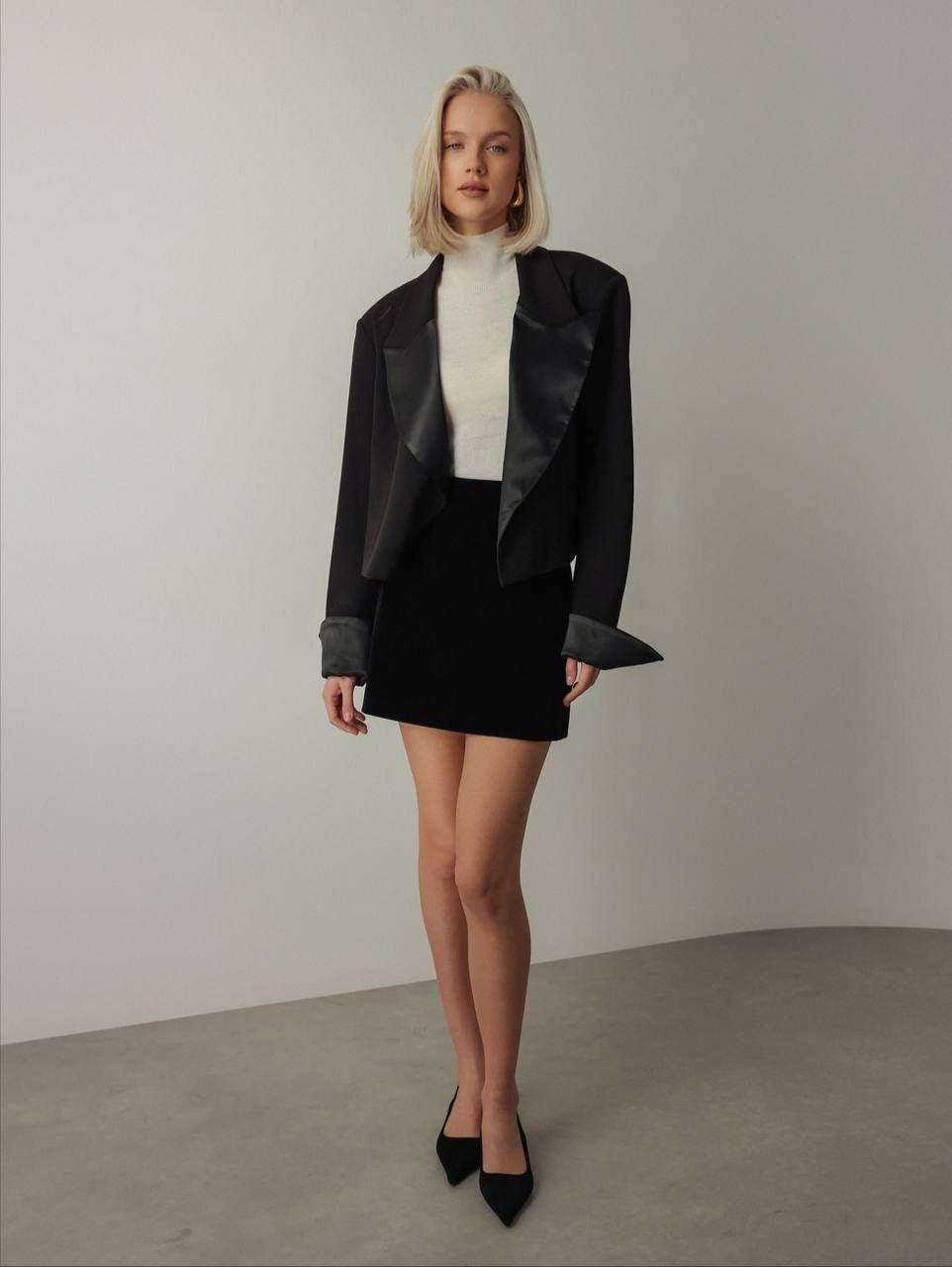Black Velvet Mini Skirt