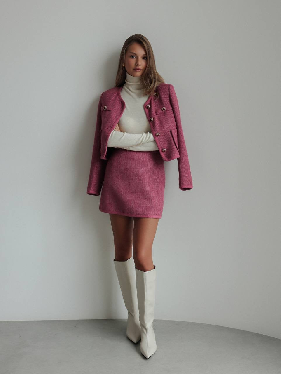 Raspberry Tweed Two-Piece Suit