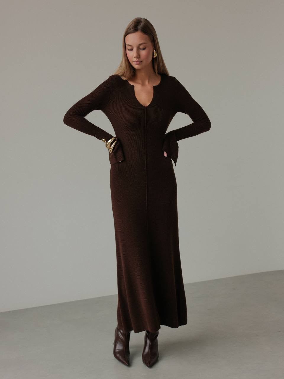 chocolate brown sweater dress Chic Wine Chocolate Brown Knit Midi Dress