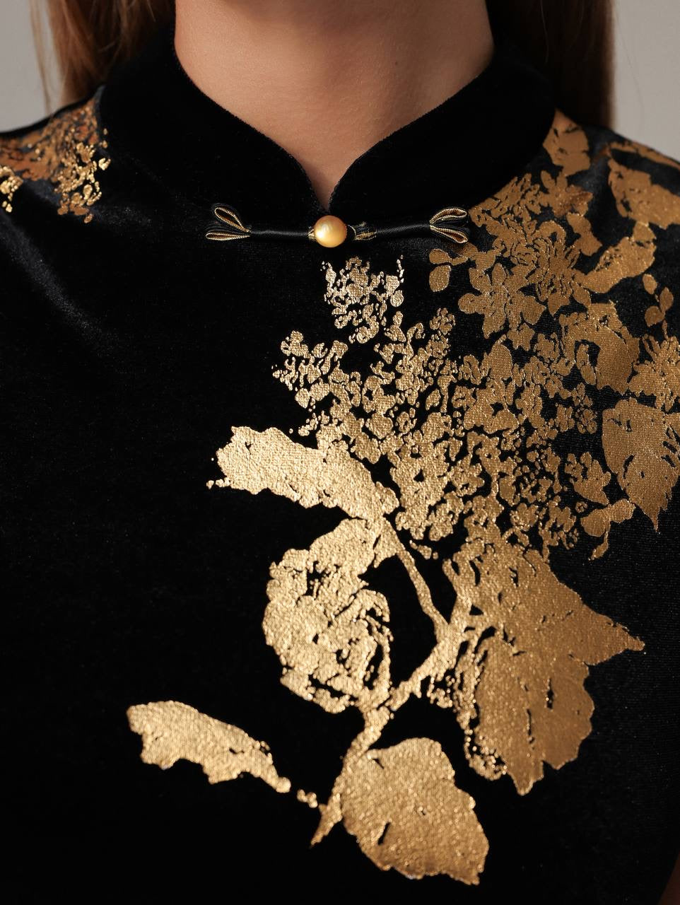 Floral Gold-Print Dress
