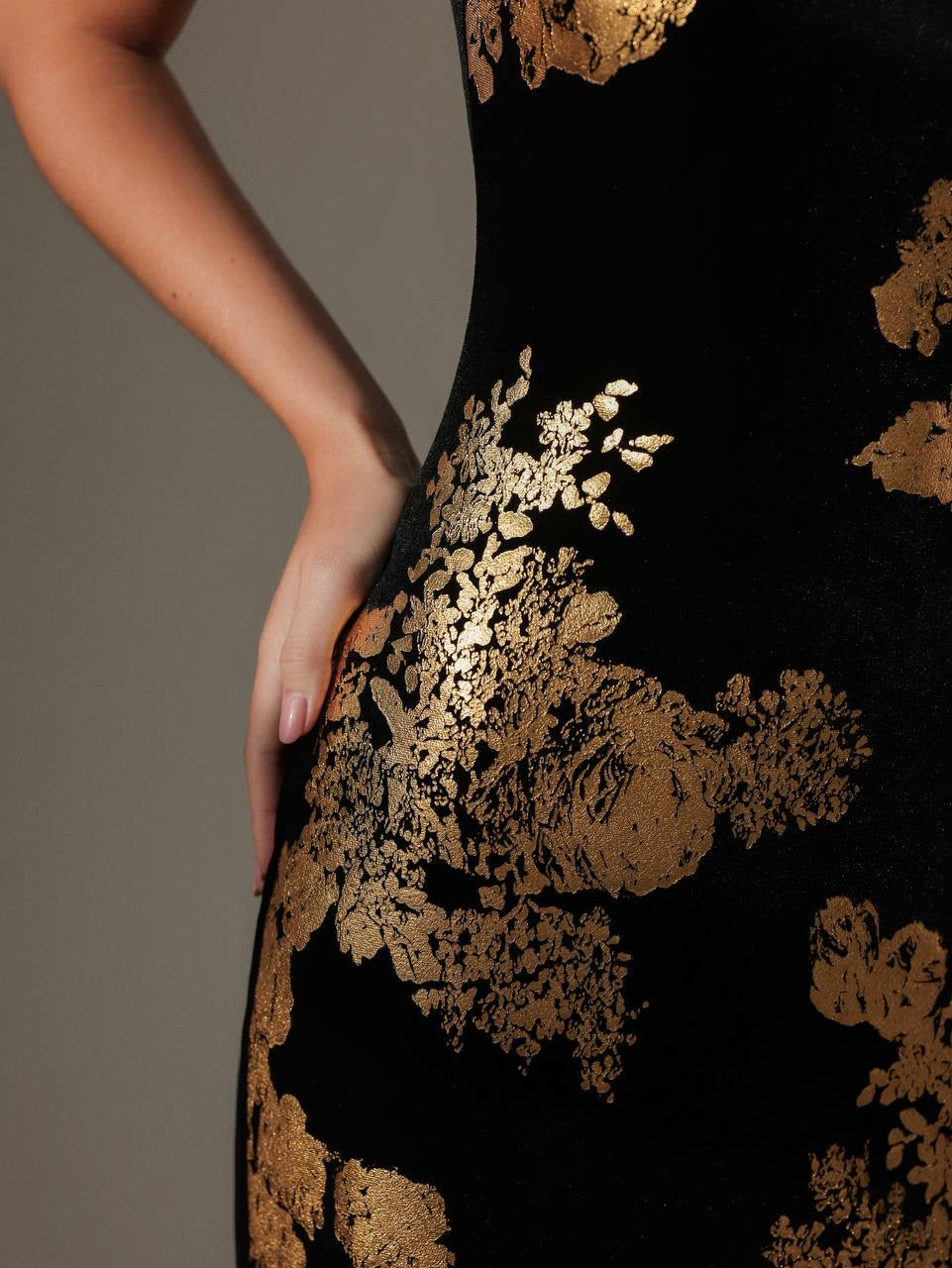 Floral Gold-Print Dress