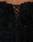 Elegant Rose Textured Black Mini Dress
