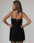 Elegant Rose Textured Black Mini Dress