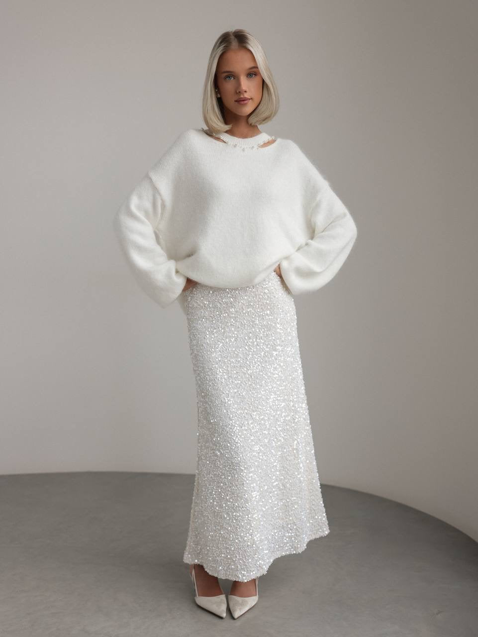 Sequin Embellished Maxi Skirt