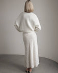 Pearl-Detail White Knit Sweater