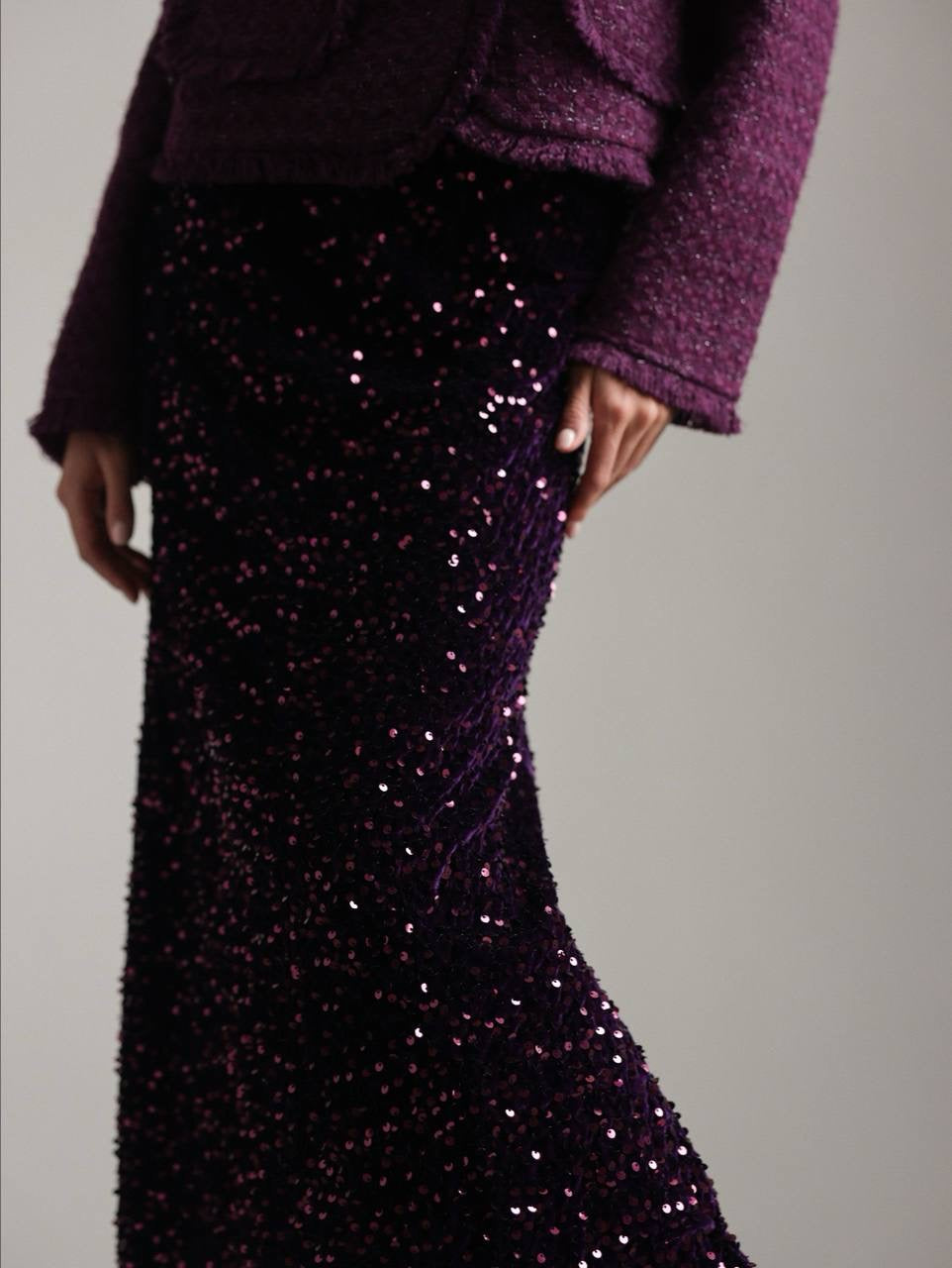Sequined Purple Maxi Skirt