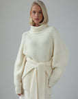 Oversized Knit Sweater with Belt