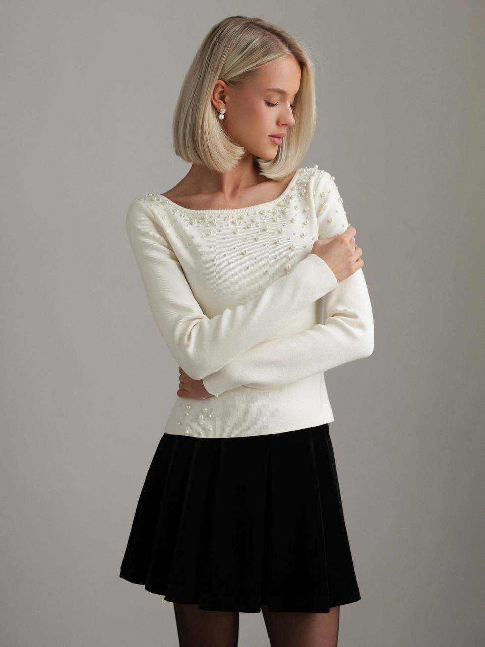 Pearl-Embellished Sweater