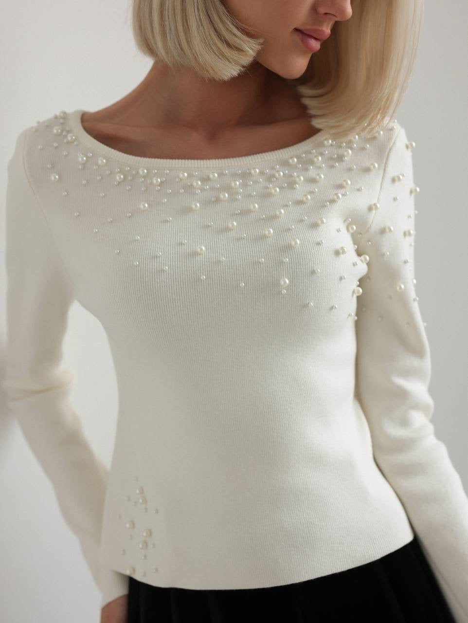 Pearl-Embellished Sweater