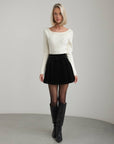 Mini Black Velvet Skirt
