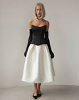 White Satin Midi Skirt