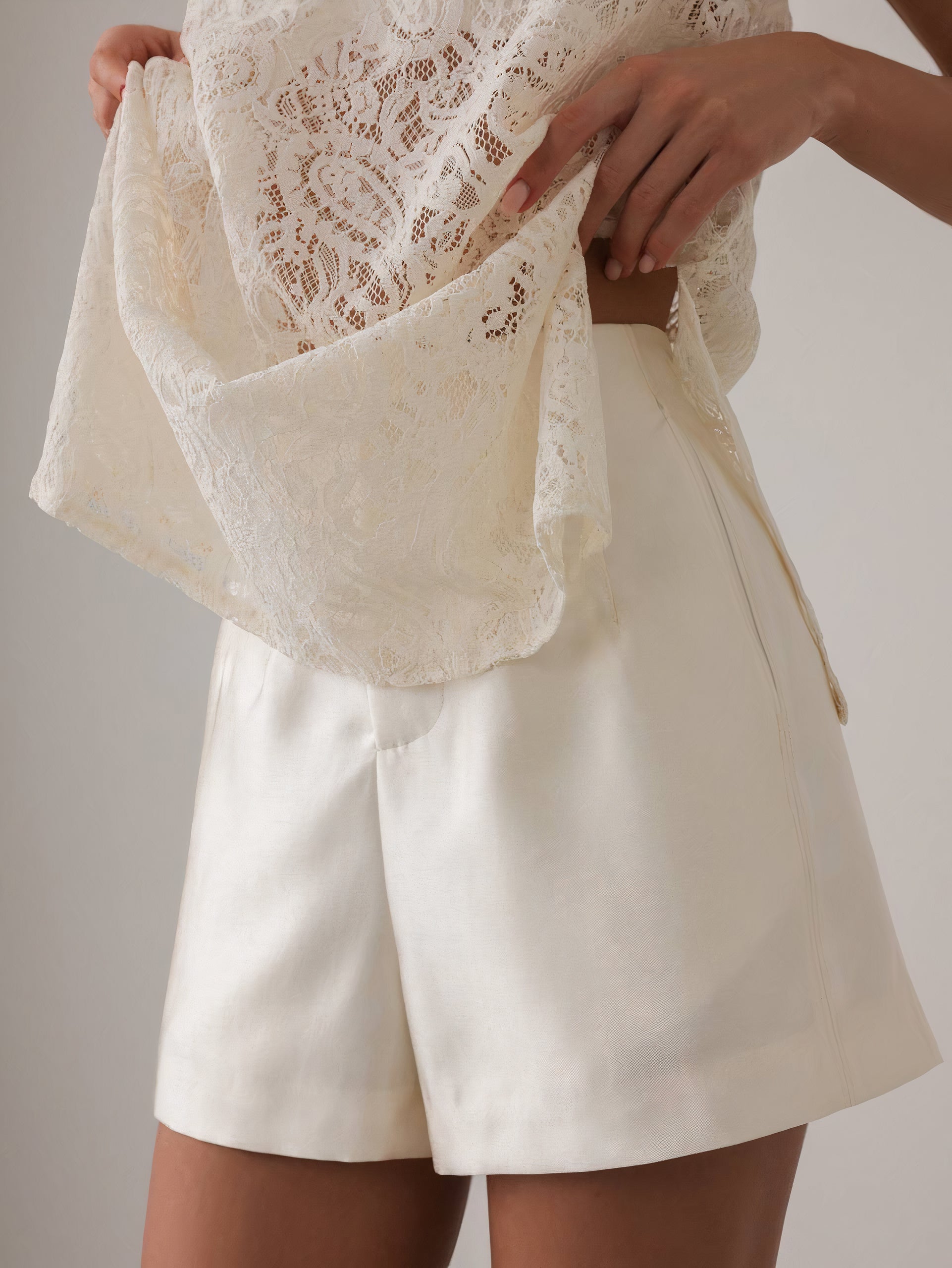 Ivory Draped Lace Top