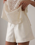 Ivory Draped Lace Top