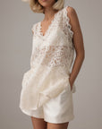 Ivory Draped Lace Top