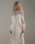 Pearl Embroidered Lace Midi Dress