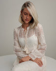 Pearl Embroidered Lace Midi Dress