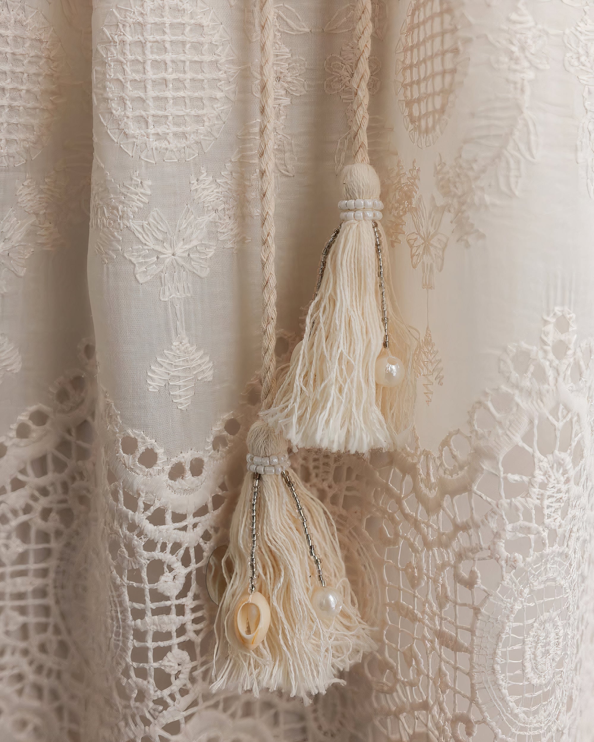 Pearl Embroidered Lace Midi Dress