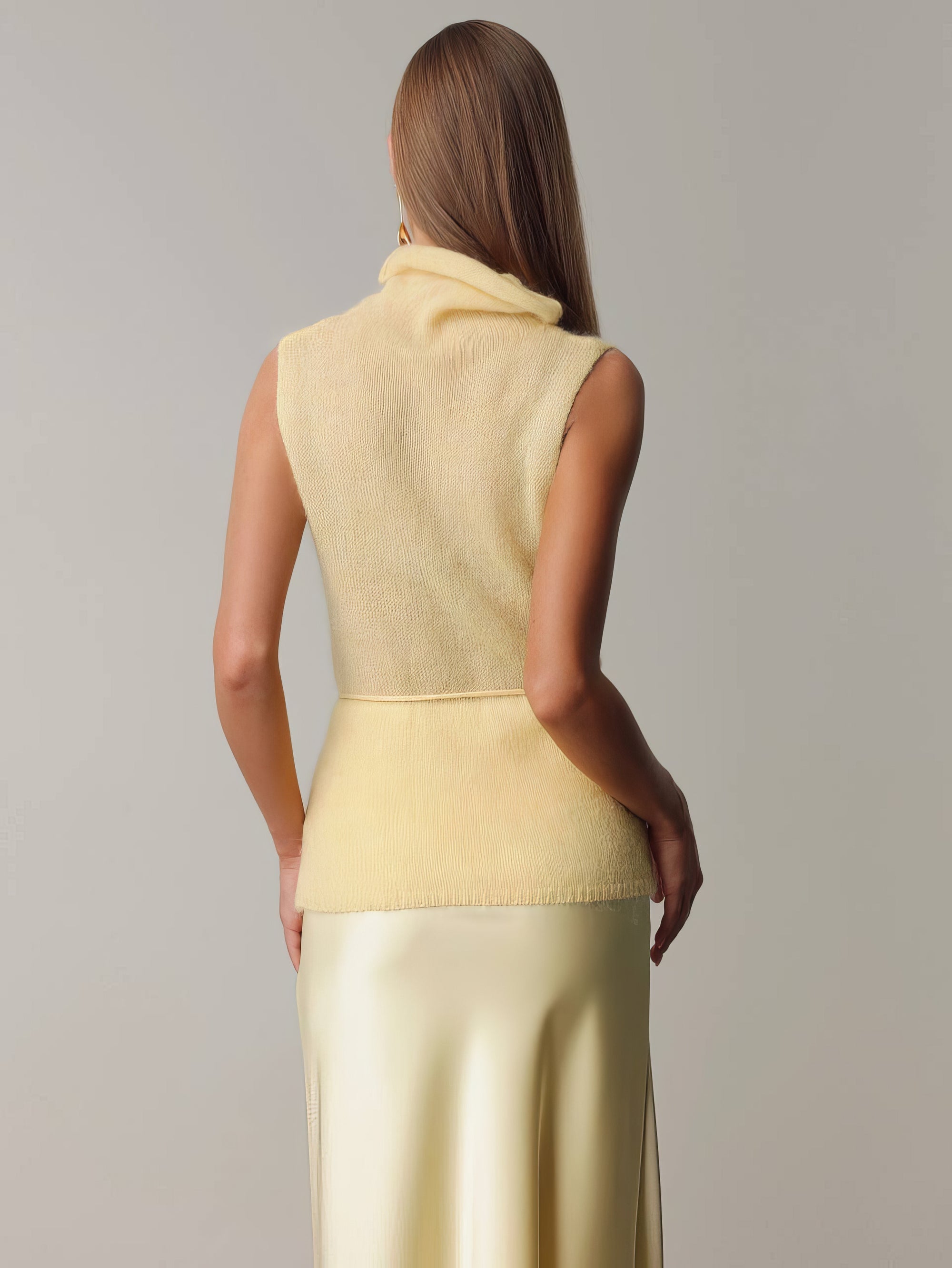Melody Light Yellow Satin Skirt