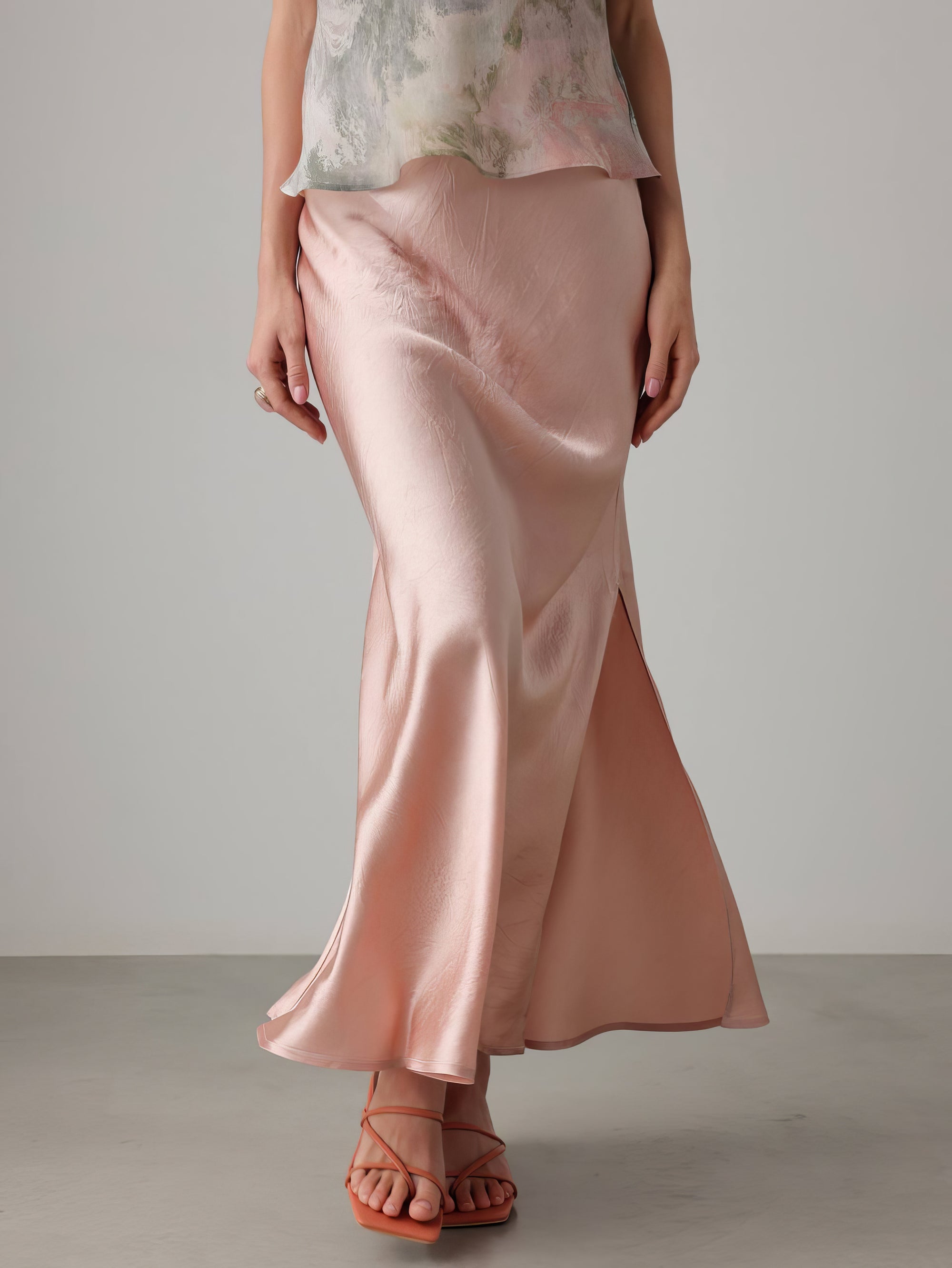 Blush Satin Bias Skirt