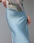 Sky Blue Satin Bias Skirt