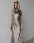 Metallic Satin Slip Dress
