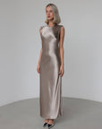 Metallic Satin Slip Dress