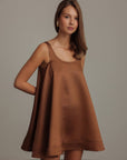 Caramel Satin Trapeze Dress
