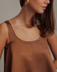 Caramel Satin Trapeze Dress