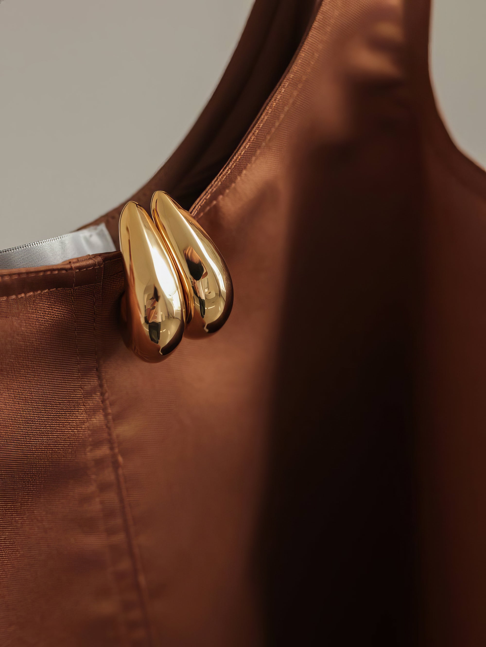 Caramel Satin Trapeze Dress