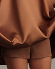 Caramel Satin Trapeze Dress
