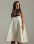 Ivory Satin Trapeze Dress
