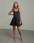 Midnight Shine Satin Trapeze Dress