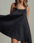 Midnight Shine Satin Trapeze Dress
