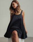 Midnight Shine Satin Trapeze Dress