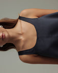 Midnight Shine Satin Trapeze Dress