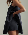 Midnight Shine Satin Trapeze Dress