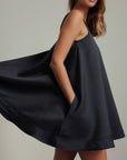 Midnight Shine Satin Trapeze Dress