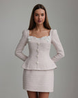 Pearl Bouclé Peplum Dress