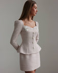 Pearl Bouclé Peplum Set
