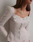 Pearl Bouclé Peplum Set