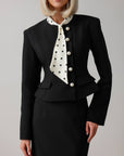 Polka Dot Scarf Detail Black Set