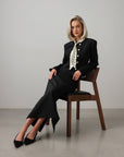 Polka Dot Scarf Detail Black Set