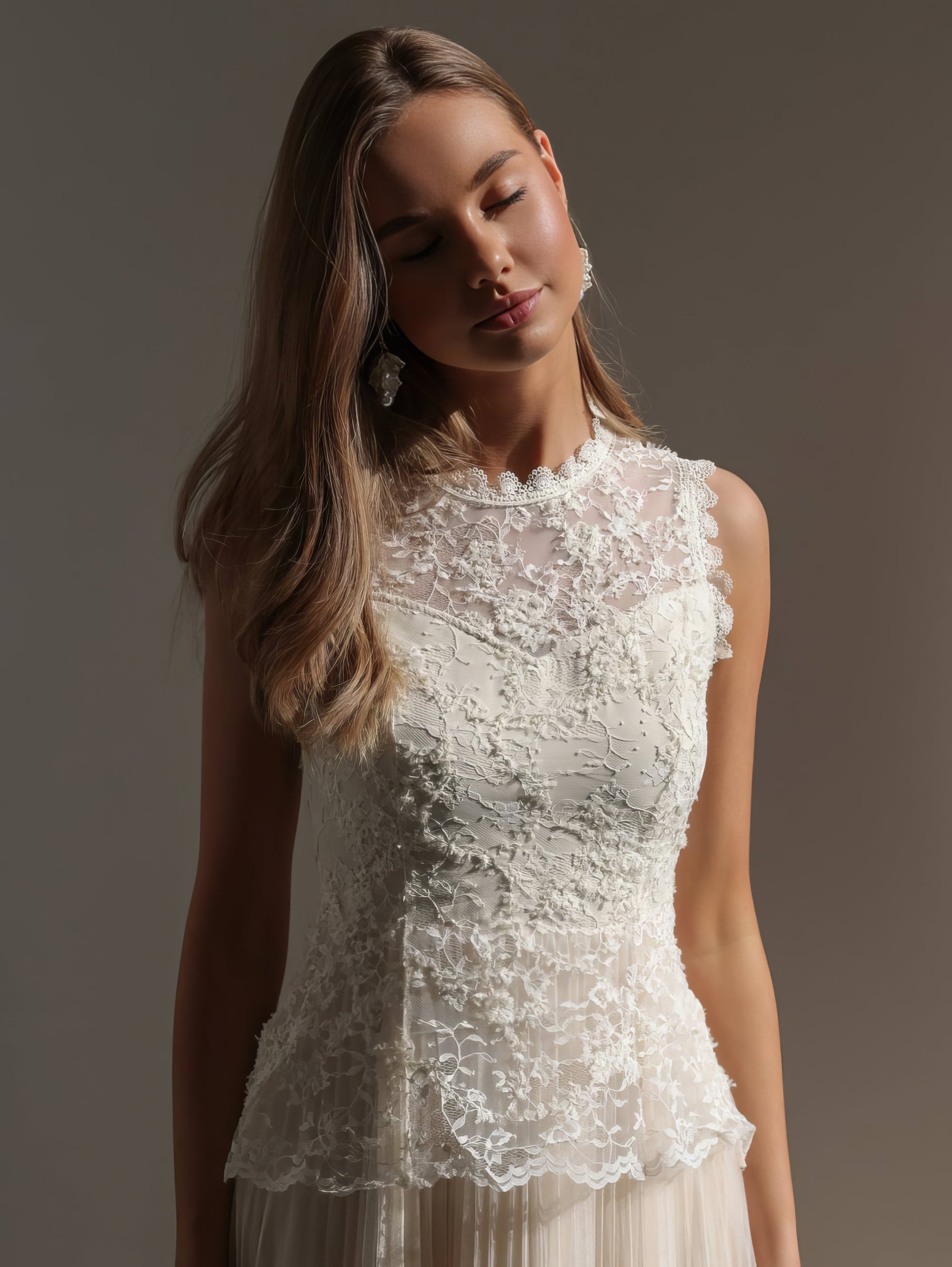 Chantilly Lace Peplum Midi Dress