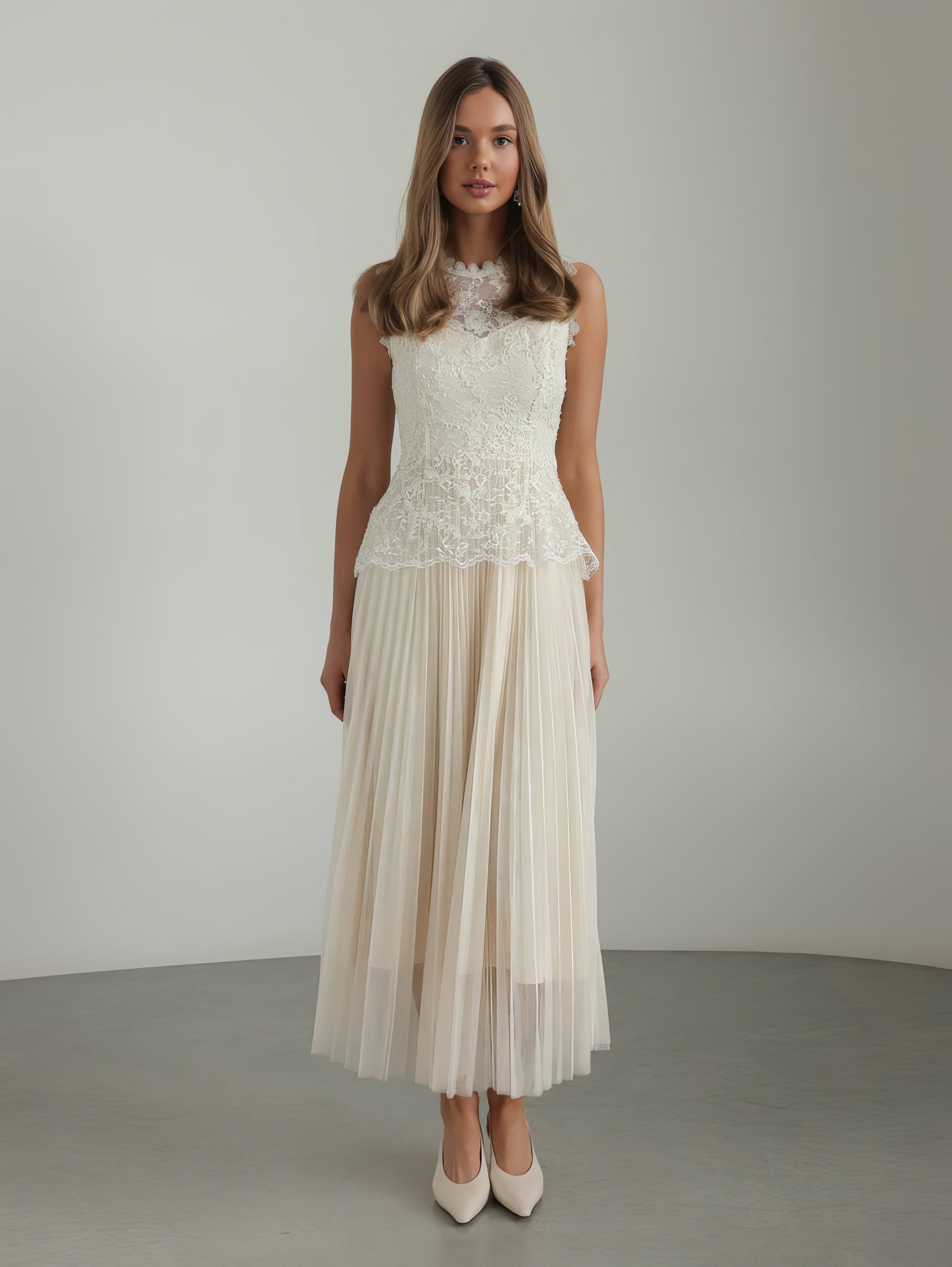 Chantilly Lace Peplum Midi Dress
