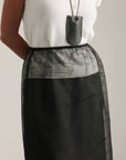 Balloon Cut Black Tulle Midi Skirt