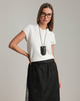 Balloon Cut Black Tulle Midi Skirt